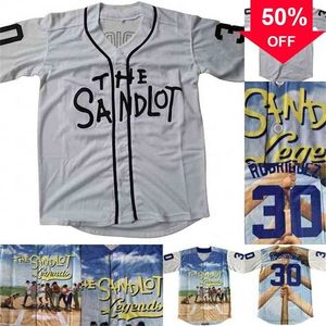 XFLSP GLAC202 30 Benny 'The Jet' Rodriguez The Sandlot Legends Baseball Jersey Men syade namn och nummertröjor vita