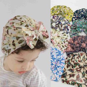 Hair Accessories 2023 New Product Newborn Baby Hat Children's Warm Fetal Printed Bowknot Kids Headwear