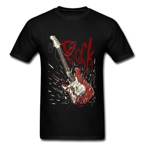 Crazy Rock Men Black Tshirt Broken Guitar Print Ready Short -Ride Tee Shirts Music Band Team Top Custom Company 2103174564183