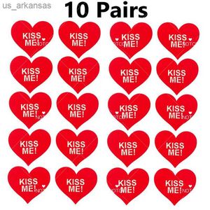 NOTCC 10 PAIRS KISSME Letters Glow in the Dark Nipple Cover Heart Shape Satin Disponibla Nipple Pasties Women's Toy L230523