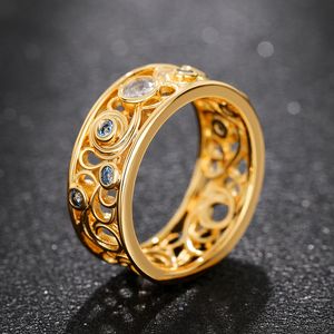 Ring für Frauen, vergoldet, mehrfarbig, Zirkonia, CZ, Bandringe, Glücksschutz, Schmuck, Geschenke