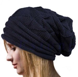 Bonés de inverno quentes de malha chapéus para homens e mulheres gorros de caveira largos gorros femininos chapéus despojados e chiques gorro de lã de malha