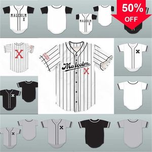 XFLSP Glamitness Malcolm X Baseball Jerseys BLM Baseball Jerseys White Grey Black Custom Fashion