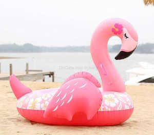 Colchão de jangada flamingo inflável para esportes aquáticos de verão, piscina flutuante, assento em pvc, tubos de anel infláveis para animais aquáticos, brinquedo, cadeira de praia