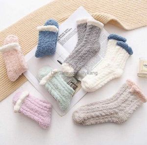 fashion Lady Winter Warm Fluffy Coral Velvet Thick Towel Socks Candy Adult Color Floor Sleep Fuzzy Socks Women Girls Christmas Stockings Alkingline