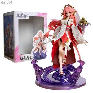 26cm Genshin Impact Yae Miko Anime Girl Figure Yae Miko Sexy Action Figure Qiqi/Xiao/Hu Tao Figurine Collectible Model Doll Toys L230522