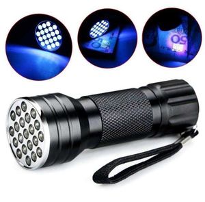 21 bulbs led UV Flashlight portable mini Ultraviolet aluminium alloy Torch bright 400 lumens battery powered torches outdoor camping lamp