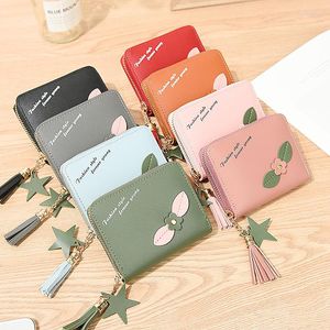 Wallets Fashion Ladies Wallet Flower Applique Short Small Handmade Multi-card Card Mini Clutch Bag Coin Purses For Women