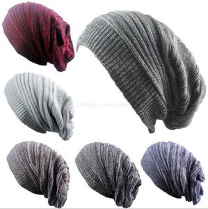 Hot winter women knitted hats warm slouch Beanies for Adults Trendy Warm Chunky Soft Stretch Cable wool cap Knit Beanie Stingy Brim Hat