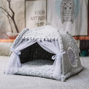 Mats Sweet Princess Cat Bed Foldable Cats Tent Dog House Bed Kitten Dog Basket Beds Cute Cat Houses Home Cushion Pet Kennel Products