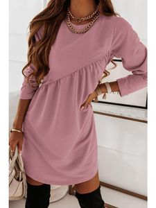 ドレス2022新しい女性の不規則なドレス秋の冬の女性フォールド個性ピンクの長袖ファッションセクシーな女性のミニドレストレンド