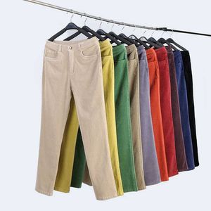 Capris Lucyever 2022 Spring Corduroy Casual midja raka byxor Kvinnor med hög kvalitet Pants P230602