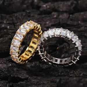 Bandringar 5.m hiphop isad ut ring för män lyxdesigner bling diamant guld sier zircons mens engagemang smycken dropp del dhc1b