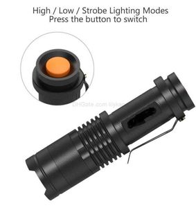 Ultra Light Mini LED Q5 Flashlight Torch 300LM Portable Flashlights Zoomable Waterproof Flashlight Lamp outdoor travel camping torches lights Alkingline