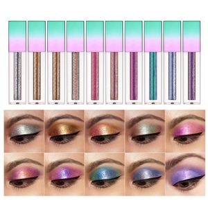 Sombra Líquida de Longa Duração À Prova D' Água Glitter 10 Cores Altamente Pigmentada Brilho Metálico Sombra Líquida Maquiagem Sombra Colorida Brilhante Brilhante