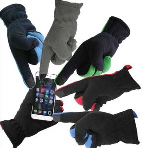 Wholesale Men Five Fingers Fleece Gloves Phone Touch Outwear Increase Thickening Winter Warm Gloves bike Riding skiing Gloves