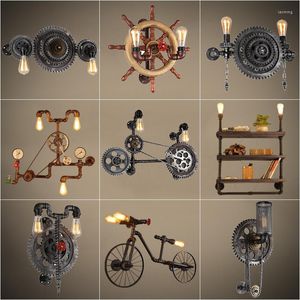 Wall Lamp Gear Decorative Industrial Wind Lamps Creative Restaurant Bar Private Room Retro Aisle Stairs Personality Water Pipe