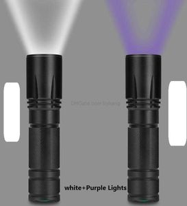 Poderosa lanterna LED UV 10W 395nm Fontes de luz duplas T6 recarregáveis Luzes da tocha Detector ultravioleta Pet Skin Doctor Detector de urina para animais de estimação Verificador de manchas