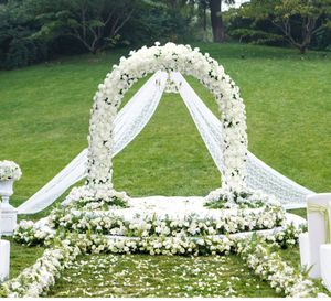 White Rose Hydrangea Artificial Floral Arrangement Wedding Arch Flower Row Curtain Decor Floral Party Display