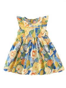 Abiti da ragazza Toddler Neonate Floral Sundress Ruffle stampato senza maniche A-line Tutu Dress Summer Party Abiti casual