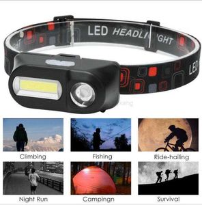 LED-sensor strålkastare Kraftfull strålkastare XPE+COB USB uppladdningsbar huvudlampa Inbyggd batterihuvud ficklampa Ljus Vattentät campingfacking