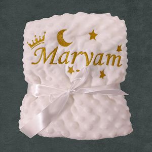 Blankets Swaddling Name Personalised born Bedding Set Swaddle Soft Fleece Toddler Crib Bed Stroller 230601