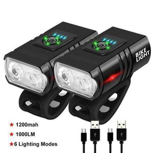 T6 LED Bike Head Light USB ricaricabile MTB Mountain Bicycle Front Lamp 1000LM 10W Ciclismo Torcia Lanterna 6 modalità impermeabile Lampade per biciclette Accessori