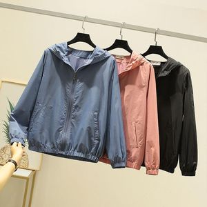 Kurtki damskie Summer Windbreak Podstawowa kurtka Kobiety w rozmiarze z kapturem z kapturem cienki bomber Famale Płaszcz Streetwear 1271430