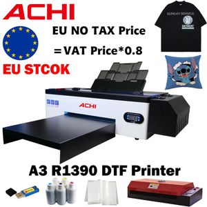 Skrivare Achi DTF -skrivare A3 Värmeöverföring R1390 6 Färgskrivare för Tshirt Hoodies Hat Leather Direct Transfer Film EU Warehouse