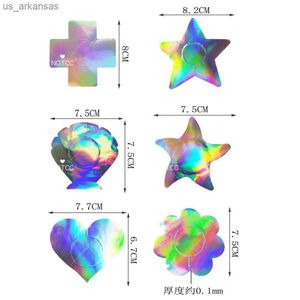 NOTCC 10 Pares Laser Y2k UNif Coberturas de Mamilo Feminino Sutiã Adesivo Estrela Coração Cruz Concha Forma Estrela do Mar Pastéis para Seios Autoadesivos L230523
