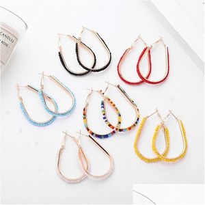 Hoop Huggie Böhmen Mti Pearl Earrings for Women Gold Color Oval 2021 Nya modesmycken Vintage Accessories Retro örhänge Drop de Dhdq2