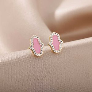 Stud Cute Fatima handmade stud suitable for girls small drops of oil Plam earrings stainless steel jewelry Bijoux Femme gifts G230602