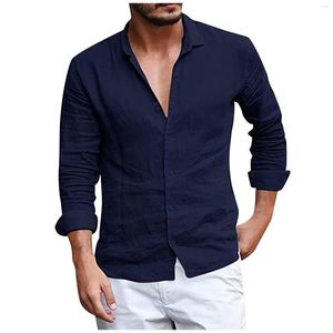 Camicie casual da uomo Camicia da uomo Cotone Lino Top allentato Manica lunga Primavera Autunno Bello