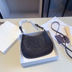 Cleo Womens Designers Tote Shouler Bags Crystal Embellished Satin Handbags Ladies 2023 Fashion Underarm Purses Bling