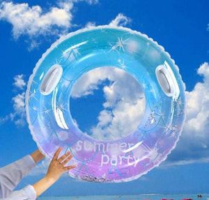 Rainbow swim ring adults kids water pool floats floating Lounge Chair swimming Tubes Mattress Cartoon mermaid Tubes Water beach toy Alkingline