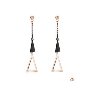 Dangle Chandelier Christmas Gift Stainless Steel Rose Gold Color Simple Triangles Personality Drop Earrings For Women Delivery Jewe Dh8R0