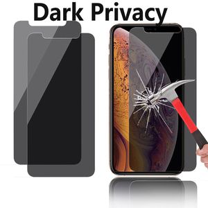 Dark Privacy Tempered Glass Screen Protector för ny iPhone 15 14 13 12 Pro Max 7 8 Plus XR XS Max med Pack Anti-Spy Protect Film