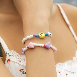 Странд модный цвет конфеты Акриловое сердце очарование милые браслеты для женских девочек с шариками бегливый браслет на ручных ювелирных изделиях 2023