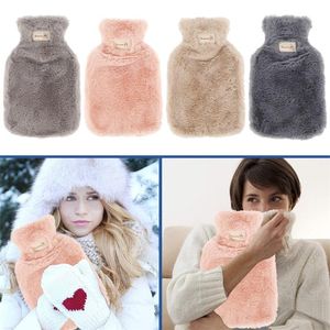 Animals 800/1800ml Plush Faux Fur Hand Warmer Winter Hot Water Bottles Pure Natural Rubber Cosy Grey Cover Back Neck Waist Hand Bed Warm