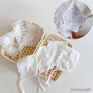 Hårtillbehör Baby Girl Cap Flower Mesh Breattable Newborn Hat Princess Girls White Cotton Court Caps Rekvisita