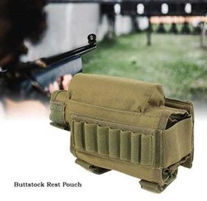 Justerbar taktisk rumpa Stock Rifle Cheek Rest Pouch Bullet Holder Nylon Riser Pad ammo -patroner Väska för arméjakt Molle Bullets Storage Packs