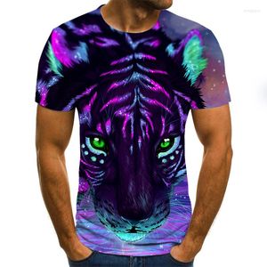Erkekler Tişörtleri 2023 Erkekler T-Shirt DJ Splash-mürekkep Tiger 3D baskı tişörtü kısa kollu üstler kadınlar ince tshirt rahat nefes alabiliyor