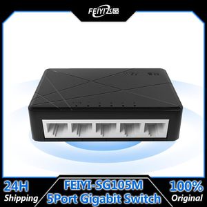 スイッチFEIYI SG105Mフルギガビット5ポートデスクトップスイッチイーサネットネットワークスイッチPOE12V LAN HUB RJ45イーサネットとスイッチングハブシャント