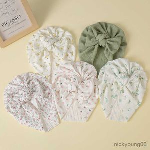 Hair Accessories Baby Hat Cute Bow Newborn Girls Turban Print Solid Color Soft Kids Indian Cap Elastic Beanie