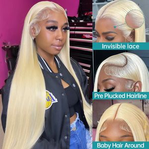 Melodie 613 Honey Blonde Color Brazilian Bone Bone Straight Lace Front Human Hair Wig 13x4