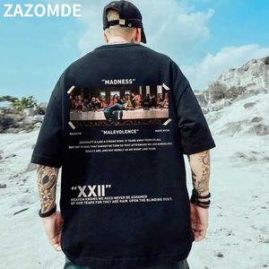 Camisetas masculinas ZAZOMDE 2022 New High Street T Shirt Streetwear Men Hip Hop Printed T-Shirts Summer Hot Sale Harajuku Cotton Tee Masculino Loose Tops J230509