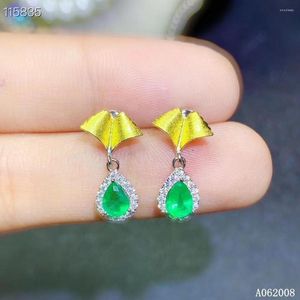 Orecchini a bottone KJJEAXCMY Fine Jewelry 925 Sterling Silver Intarsiato Natural Emerald Ear Studs Classic Ladies Supporto Test di vendita