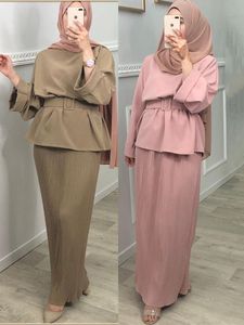 Jeans set da due pezzi Tops and Pants Women Turchia Musulmana Abaya Slip Abaya Abiti Ramadan Marocching Kaftan Abbigliamento islamico set di abiti islamici