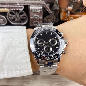 Luxury Mens Watches 40mm Black Dial Ceramic Bezel Casual Business Watch Självlindande mekaniska armbandsur Original rostfritt stål Remmode klocka