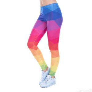 Legginsy damskie Deanfire super miękkie elastyczne damskie legginsy trójkąty Rainbow Druku